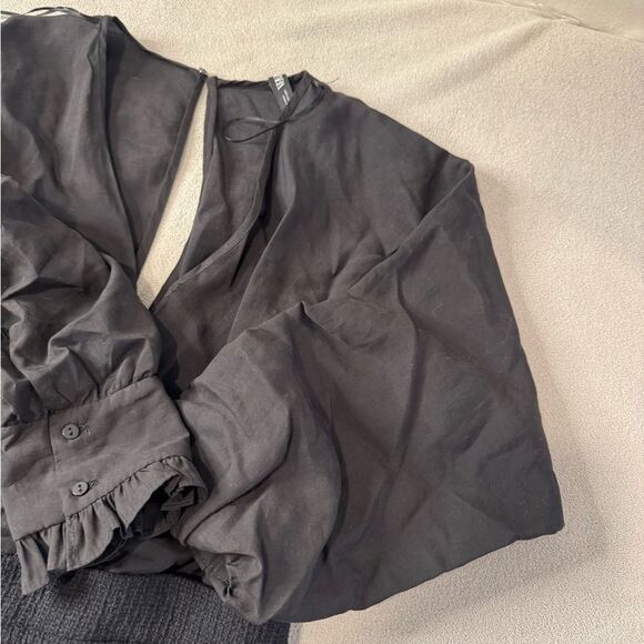 Zara Black Contrasting Tweed Long Sleeve Mini Dress Size Small - Picture 11 of 16